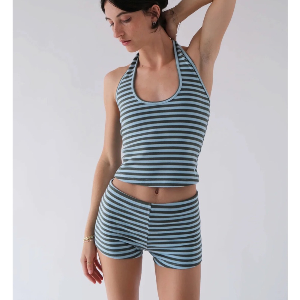 Blue and Black Pajama Set with Racerback Tank